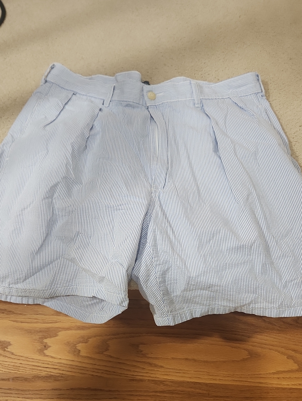Polo by Ralph Lauren Light Blue Pinstripe Flat-Front Shorts